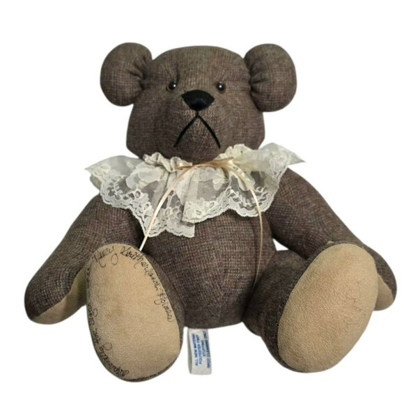 1985 Nancy Southerland Holmes Signed Teddy Bear Tweed 16” Stuffed Plush Vintage - Picture 14 of 15